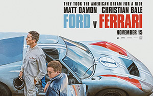 Matt Damon and Christian Bale on the poster of Hollywood movie, Ford v Ferrari